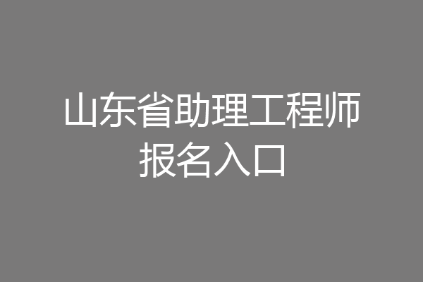 山东省助理工程师报名入口