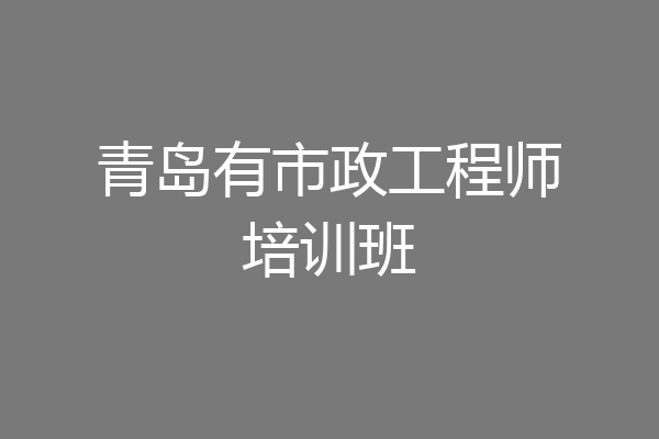 青岛有市政工程师培训班