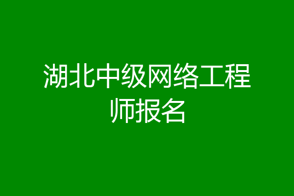 湖北中级网络工程师报名
