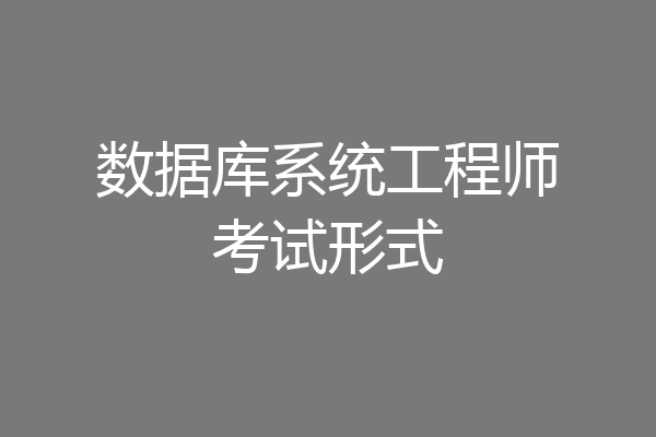 数据库系统工程师考试形式
