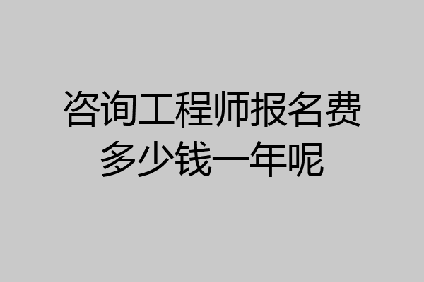 咨询工程师报名费多少钱一年呢
