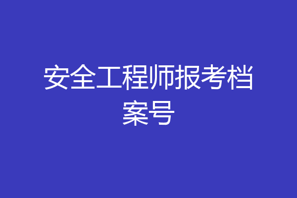 安全工程师报考档案号