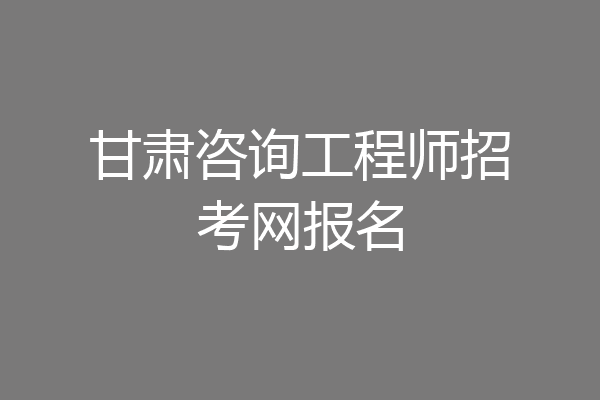 甘肃咨询工程师招考网报名