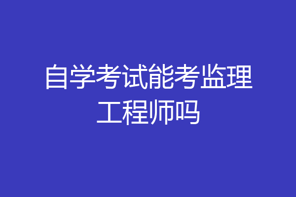 自学考试能考监理工程师吗