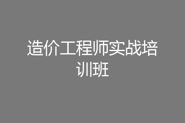造价工程师实战培训班