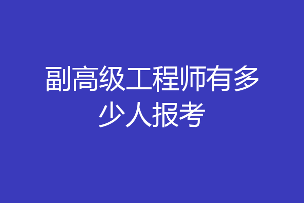 副高级工程师有多少人报考