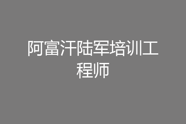 阿富汗陆军培训工程师
