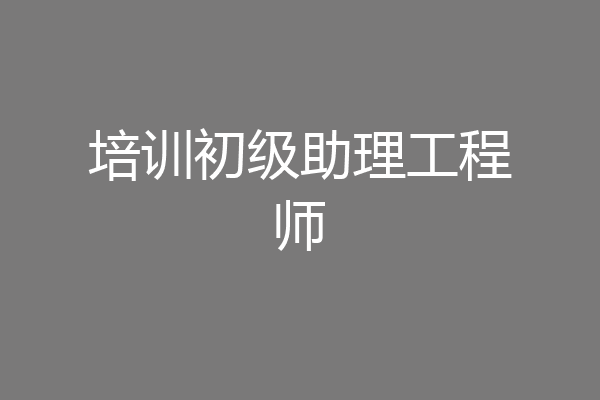 培训初级助理工程师