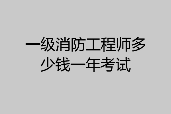 一级消防工程师多少钱一年考试
