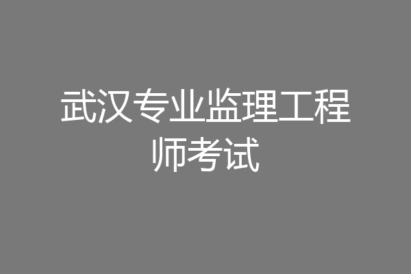 武汉专业监理工程师考试