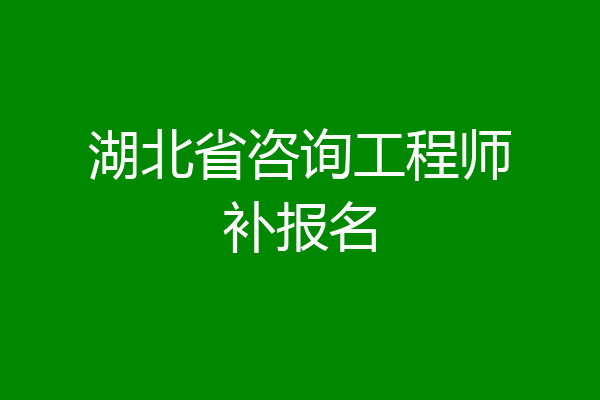 湖北省咨询工程师补报名
