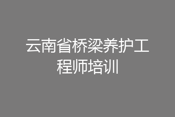 云南省桥梁养护工程师培训