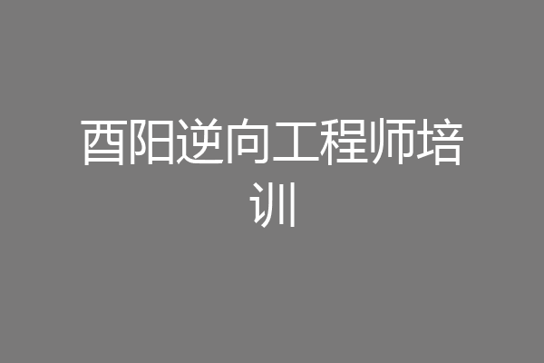 酉阳逆向工程师培训