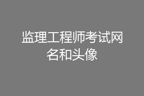 监理工程师考试网名和头像