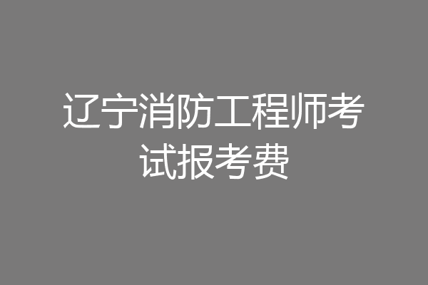 辽宁消防工程师考试报考费