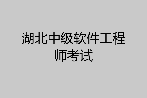湖北中级软件工程师考试