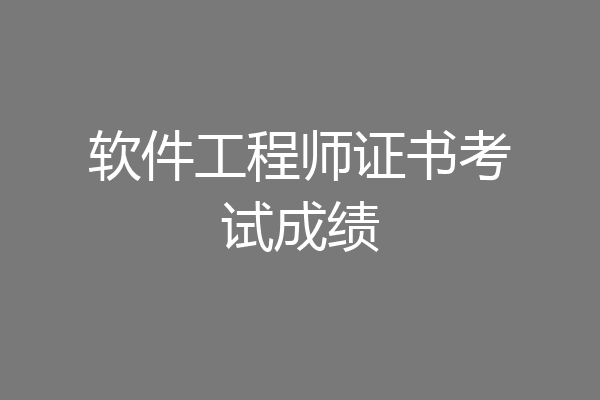 软件工程师证书考试成绩