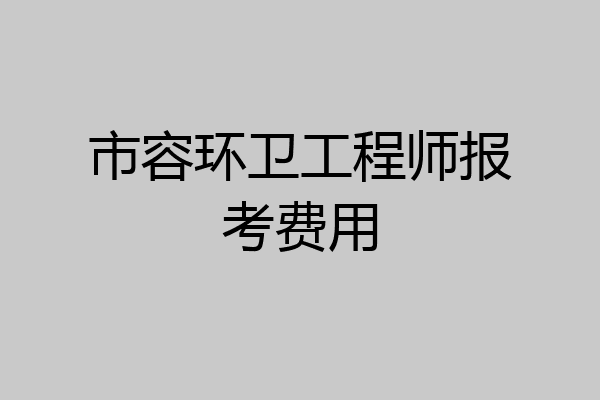 市容环卫工程师报考费用