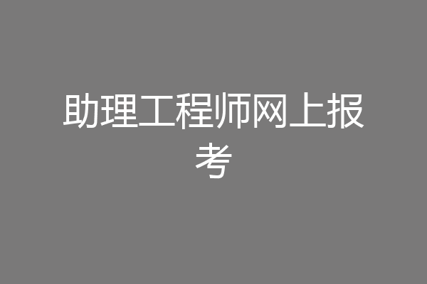 助理工程师网上报考
