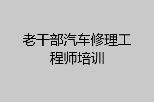 老干部汽车修理工程师培训