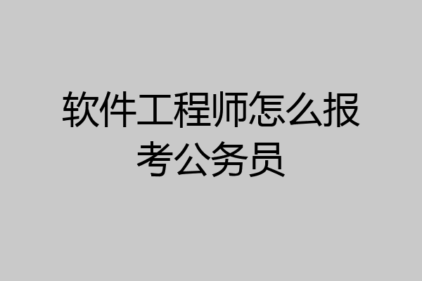 软件工程师怎么报考公务员