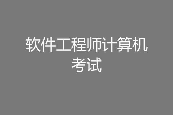 软件工程师计算机考试