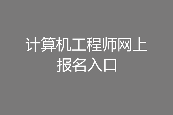 计算机工程师网上报名入口