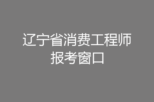 辽宁省消费工程师报考窗口