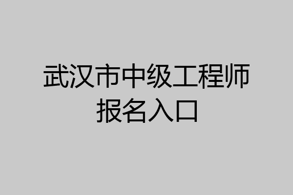 武汉市中级工程师报名入口