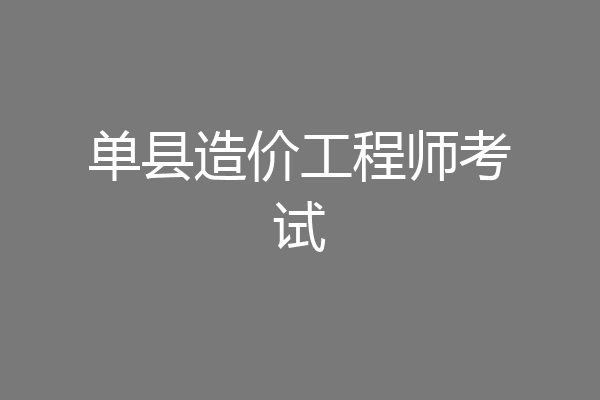 单县造价工程师考试