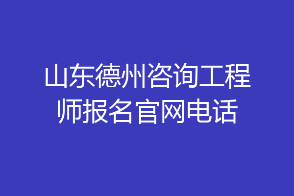 山东德州咨询工程师报名官网电话