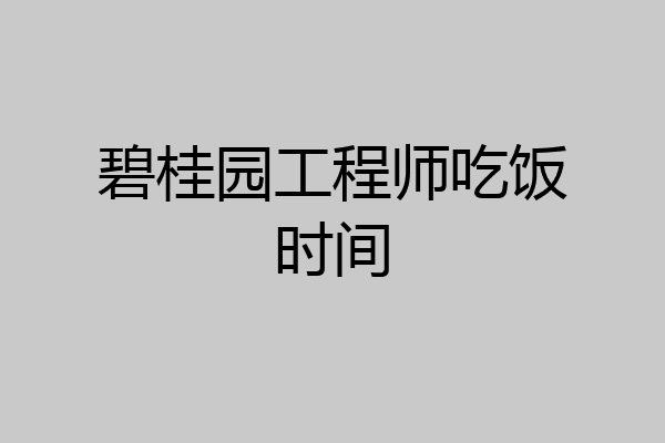 碧桂园工程师吃饭时间