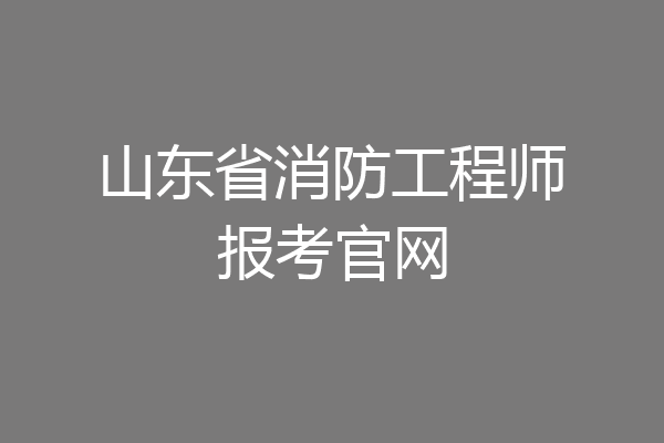 山东省消防工程师报考官网