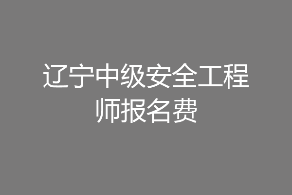 辽宁中级安全工程师报名费