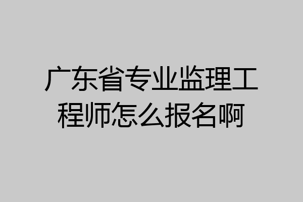 广东省专业监理工程师怎么报名啊