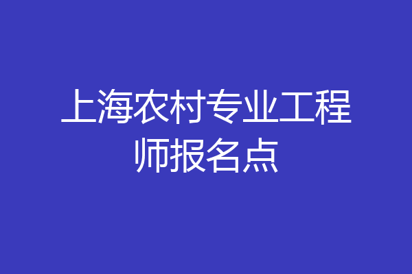 上海农村专业工程师报名点