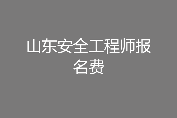 山东安全工程师报名费