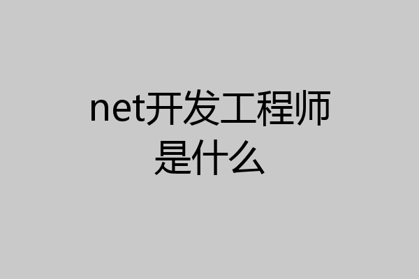 net开发工程师是什么