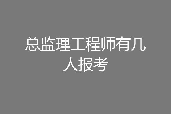 总监理工程师有几人报考
