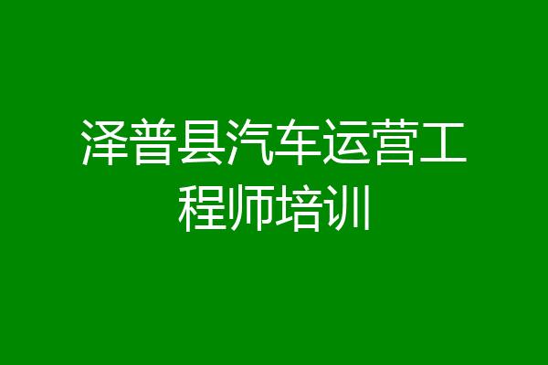 泽普县汽车运营工程师培训