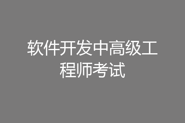 软件开发中高级工程师考试