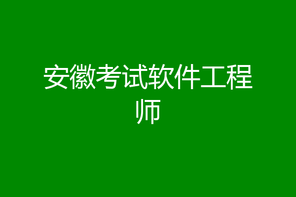 安徽考试软件工程师