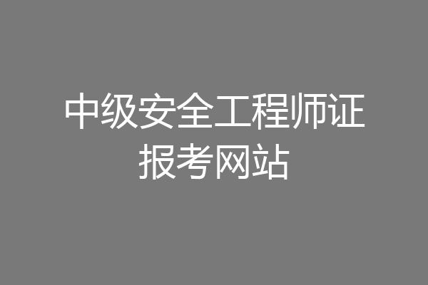 中级安全工程师证报考网站