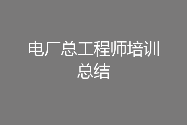 电厂总工程师培训总结