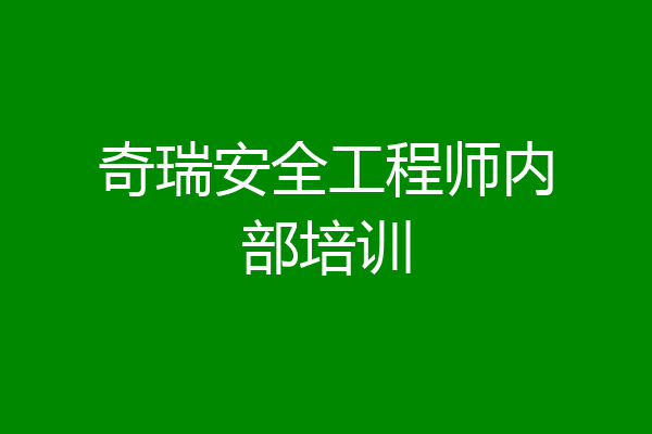 奇瑞安全工程师内部培训