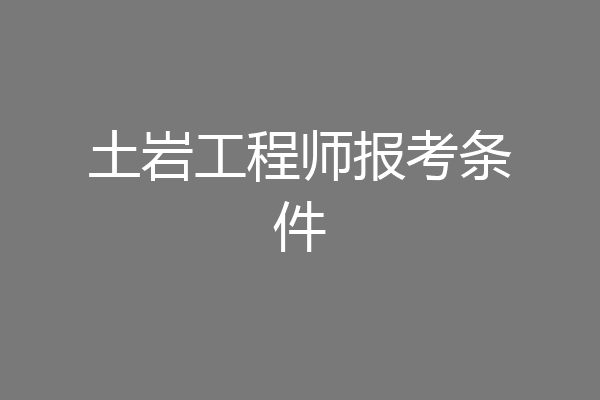 土岩工程师报考条件
