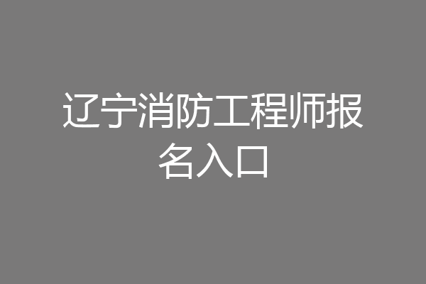 辽宁消防工程师报名入口