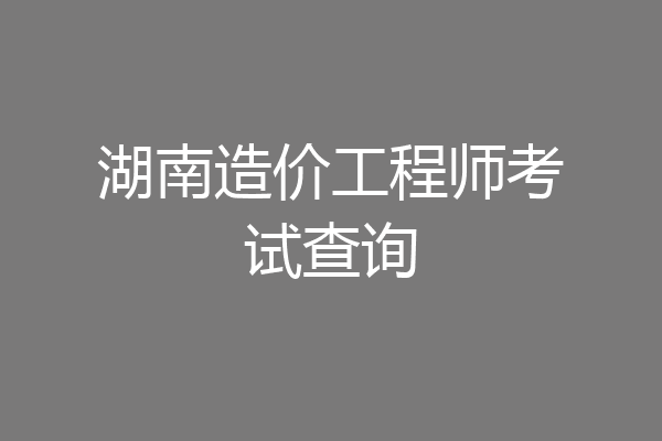 湖南造价工程师考试查询