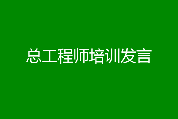 总工程师培训发言