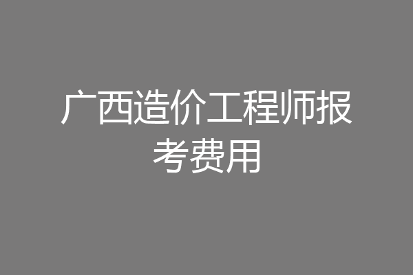 广西造价工程师报考费用